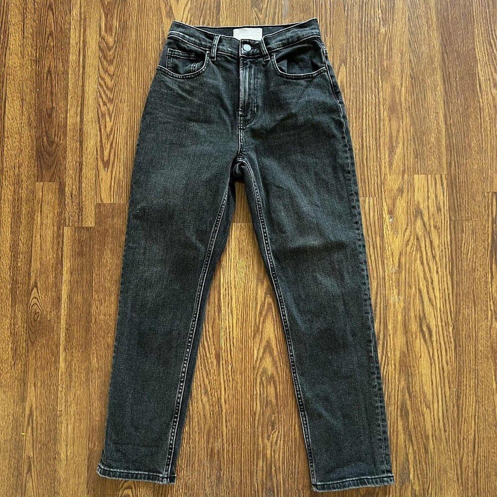 Everlane Jeans Size 25 Black Denim Ankle High Waist Straight Leg Stretch Jeans